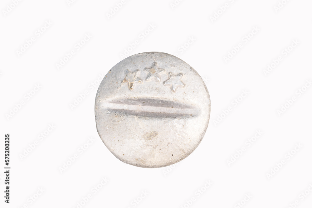 Obraz premium Old Metal male circle nut screw nail heads isolated on white background. To attach structure of wall to be strong for wall of house or various industrial applications. Bolts and screws.