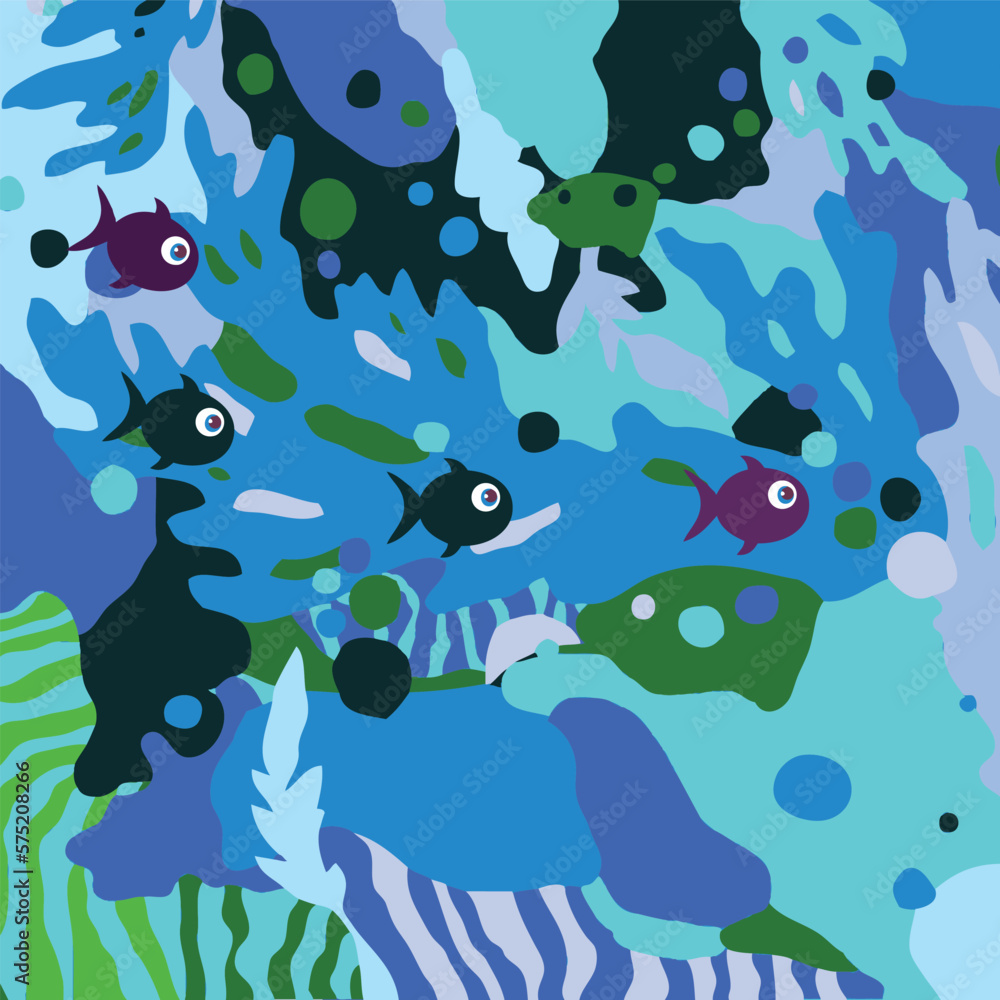 Fototapeta premium fish under sea abstract