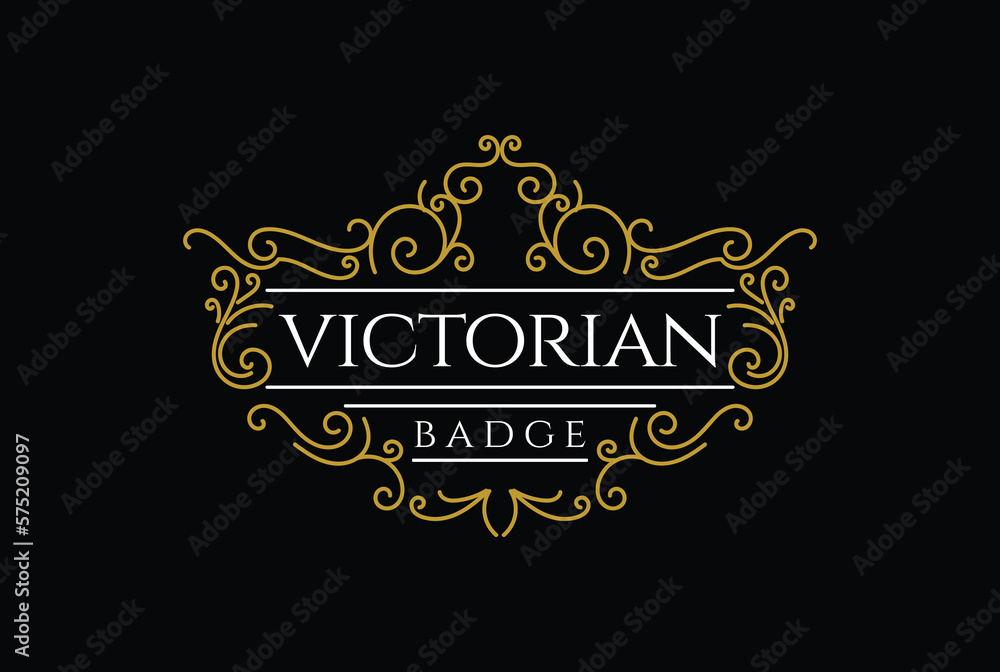 Vintage Victorian Border Frame Royal Crown Crest Badge Emblem Stamp Label Logo Design Vector