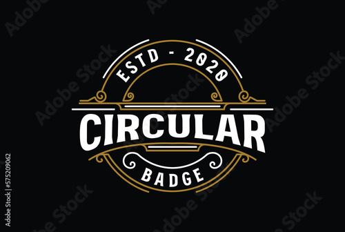 Circle Circular Round Vintage Border Frame Royal Crown Crest Badge Emblem Stamp Label Logo Design Vector