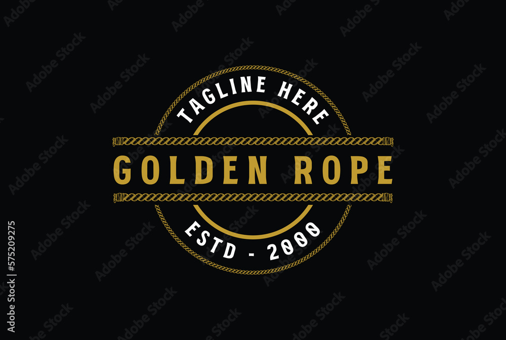 Golden Rope Badge Emblem Stamp Label Logo Design Vector