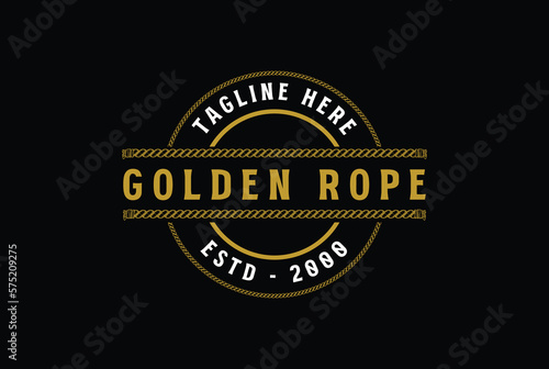 Golden Rope Badge Emblem Stamp Label Logo Design Vector