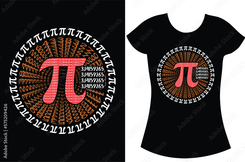 Fototapeta premium Pi day Typography t-shirt design.