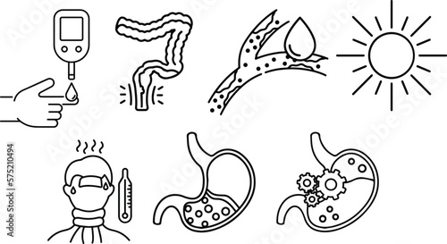 Set of Body Health Illness Line Icon