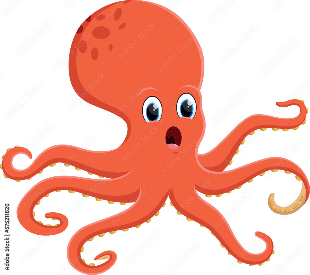 Cute octopus cartoon, isolated on white background Cute octopus cartoon, isolated on white background
