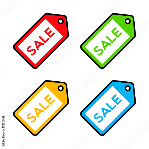 Colorful Set of Sale Tags With Outline