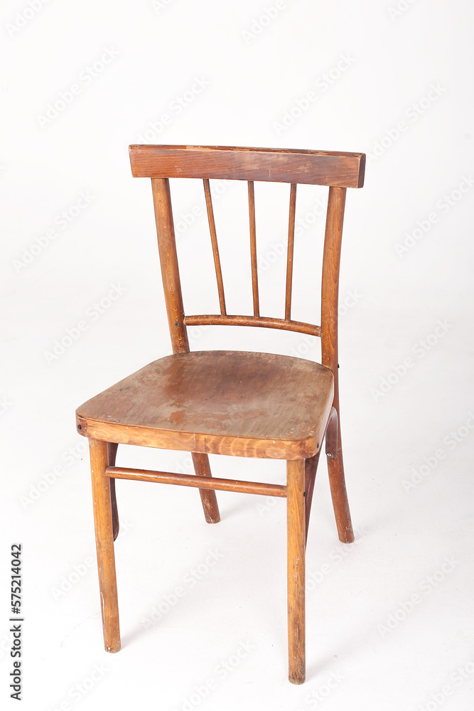 Front View of Wooden Chair on White Background. Front View of Wooden Chair on White Background.