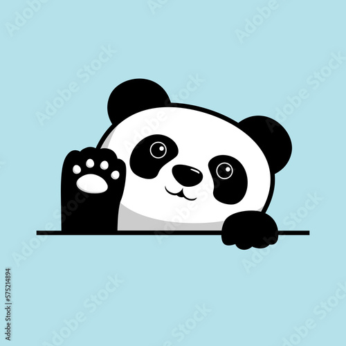 panda cartoon waving paw hand