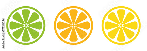Citrus slice vector icons set