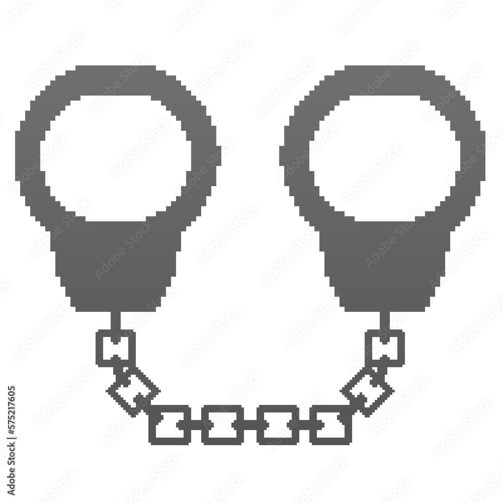 Silhouette of handcuffs in pixel art Stock Illustration Adobe Stock