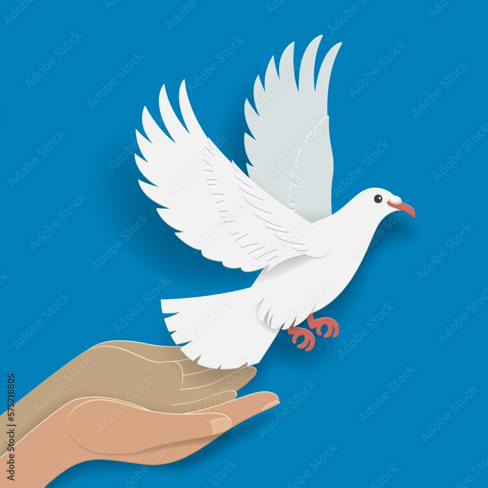 Releasing Dove Human Hand Bird, paper cut art, freedom of life Releasing Dove Human Hand Bird, paper cut art, freedom of life