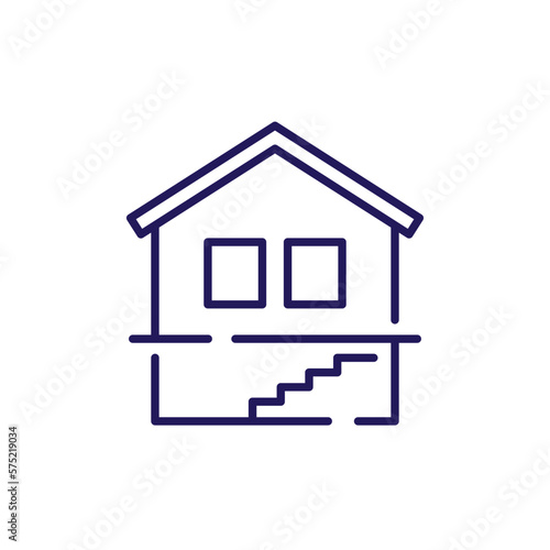 basement line icon with a house