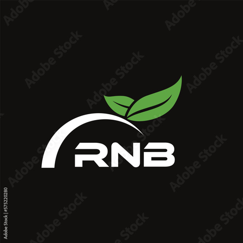 RNB letter nature logo design on black background. RNB creative initials letter leaf logo concept. RNB letter design.