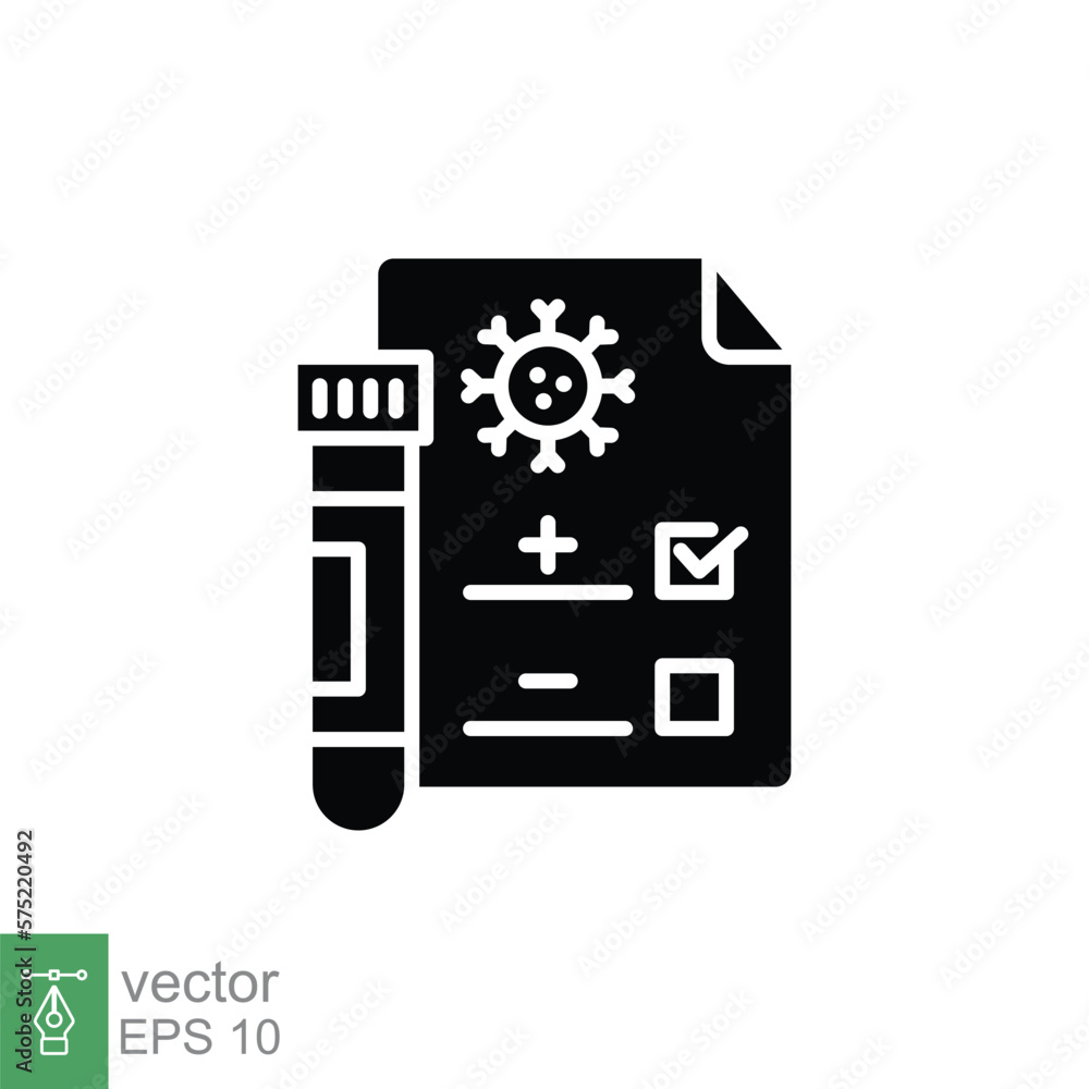 Covid test glyph icon. Simple solid style. Positive corona virus result, negative, rapid, plasma, research, medical concept. Vector illustration isolated on white background. EPS 10. Covid test glyph icon. Simple solid style. Positive corona virus result, negative, rapid, plasma, research, medical concept. Vector illustration isolated on white background. EPS 10.