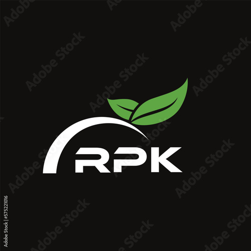 RPK letter nature logo design on black background. RPK creative initials letter leaf logo concept. RPK letter design. photo