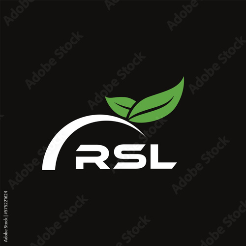 RSL letter nature logo design on black background. RSL creative initials letter leaf logo concept. RSL letter design. photo