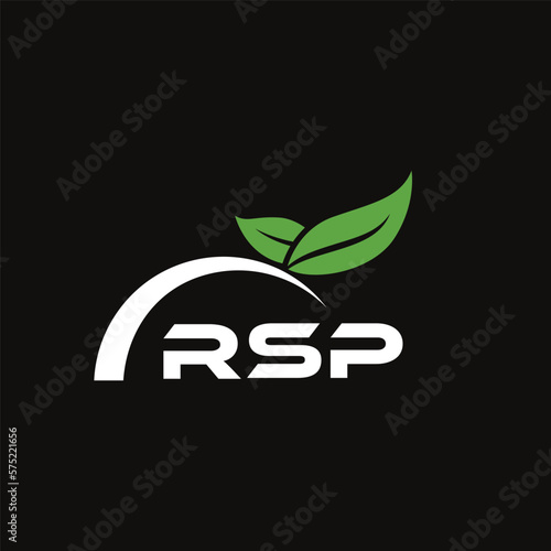 RSP letter nature logo design on black background. RSP creative initials letter leaf logo concept. RSP letter design. photo