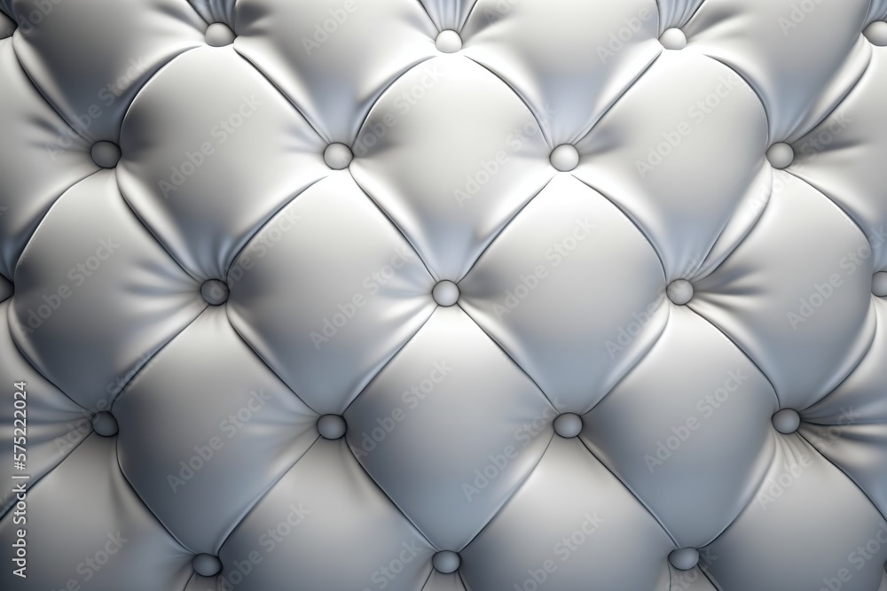 Padded white leather upholster pattern. Quilted leather texture with buttons. Tufted leather closeup Padded white leather upholster pattern. Quilted leather texture with buttons. Tufted leather closeup