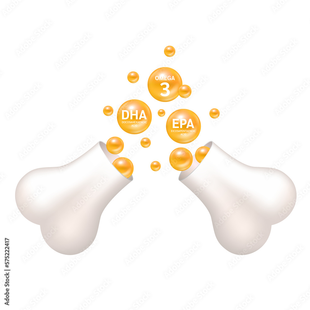 Omega 3 DHA EPA float out of the bone capsule. Help heal arthritis knee