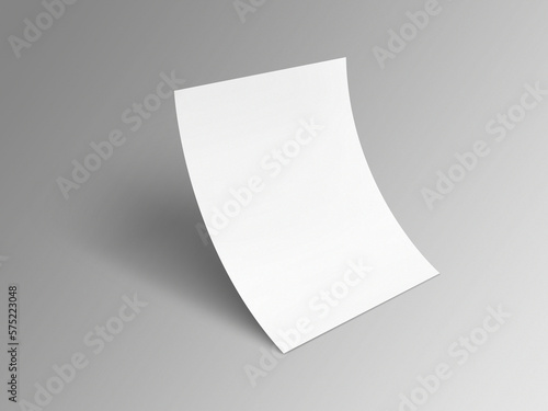 Empty vertical A5, A4, A3, size Poster and Flyer mockup on isolated grey background with shadow on ground. Display mock up for presentation. Clean white printout mock-up for exhibition product. 