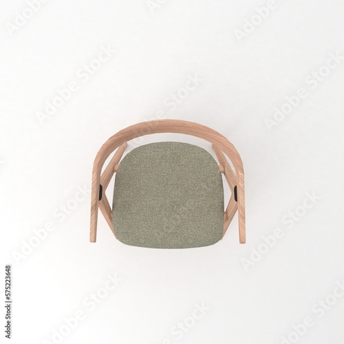 Armchair top view, modern designer furniture, Chair isolated on white background