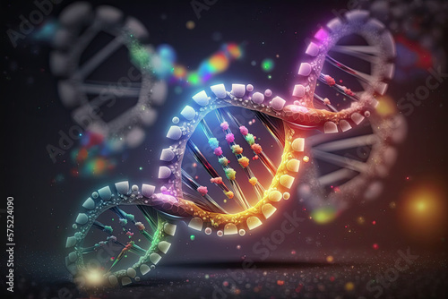 DNA molecule composition. Double helix of DNA. Generative Ai