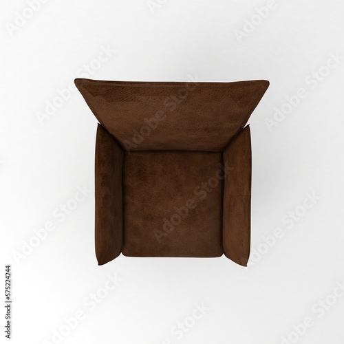 Armchair top view, modern designer furniture, Chair isolated on white background