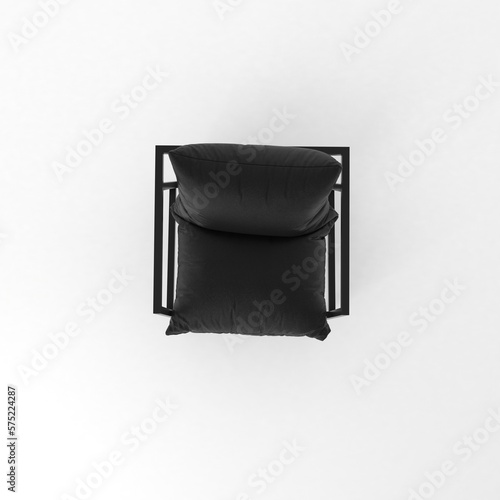 Armchair top view, modern designer furniture, Chair isolated on white background