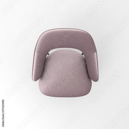 Armchair top view, modern designer furniture, Chair isolated on white background