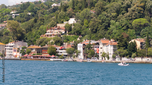 View from the sea of the European side of Bosphorus strait, Istanbul, Turkey, with traditional houses, in a summer day © Khaled El-Adawi