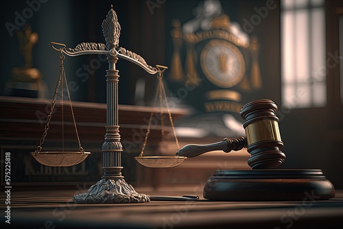 Canvas Print Scales of Justice in Library