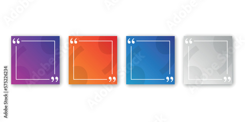 Quote frame blank template icon in flat style. Empty speech bubble vector illustration on isolated background. Textbox sign business concept.