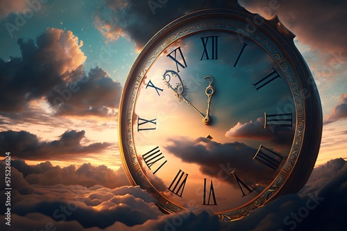clock in sky created using AI Generative Technology