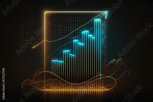The Futuristic Neon light Digital Hologram Growth Chart