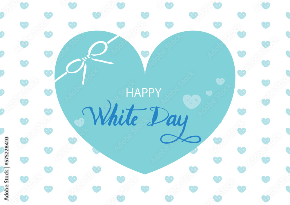 custom made wallpaper toronto digital水色のハートに素敵な手書きのカリグラフィー、青色のWhite Day、Happyがフォント版、背景ハート