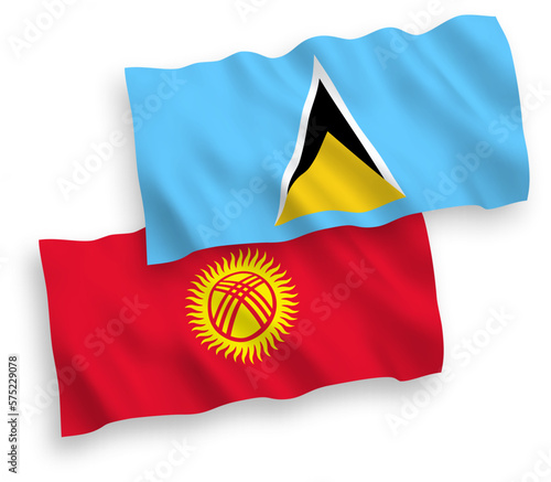 Flags of Saint Lucia and Kyrgyzstan on a white background