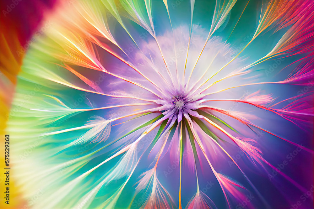 Colorful pastel background , Vivid color abstract dandelion flower.