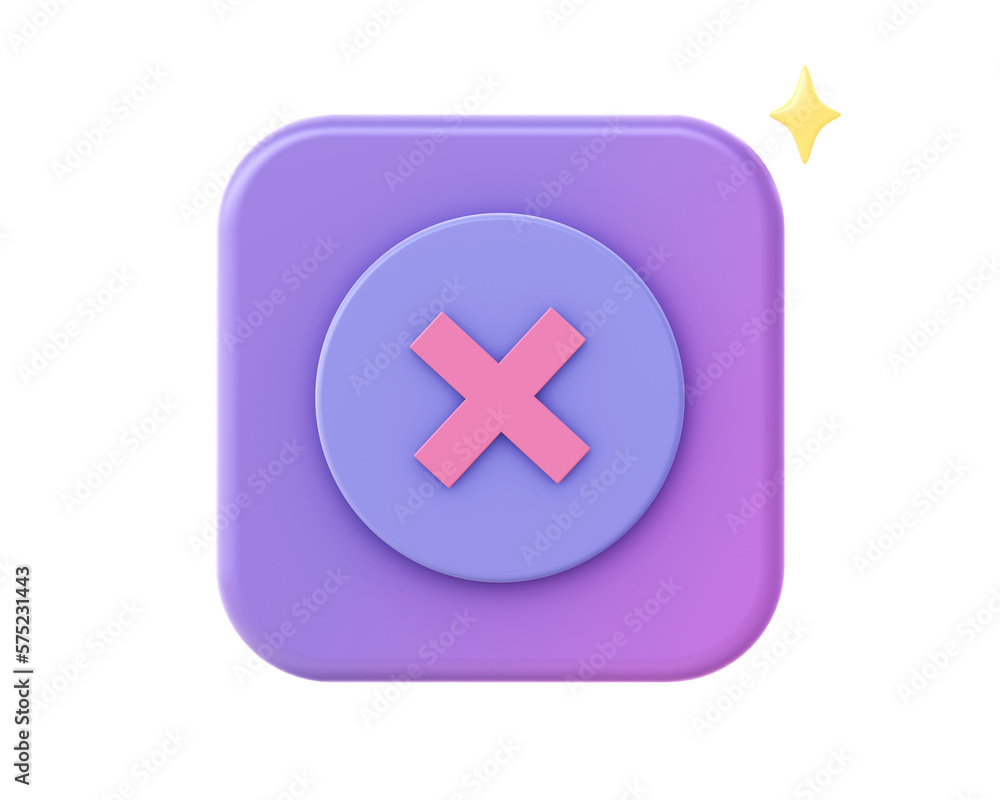 3d render of purple circle with wrong incorrect false sign icon for UI UX web mobile apps social media ads designs 3d render of purple circle with wrong incorrect false sign icon for UI UX web mobile apps social media ads designs