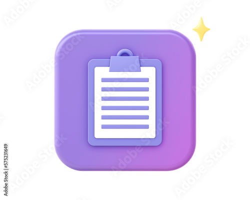 3d render of purple clipboard checklist icon for UI UX web mobile apps social media ads designs