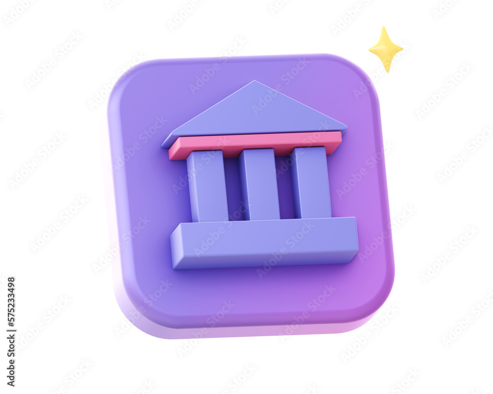 3d render of purple finance and banking side icon for UI UX web mobile apps social media ads designs 3d render of purple finance and banking side icon for UI UX web mobile apps social media ads designs
