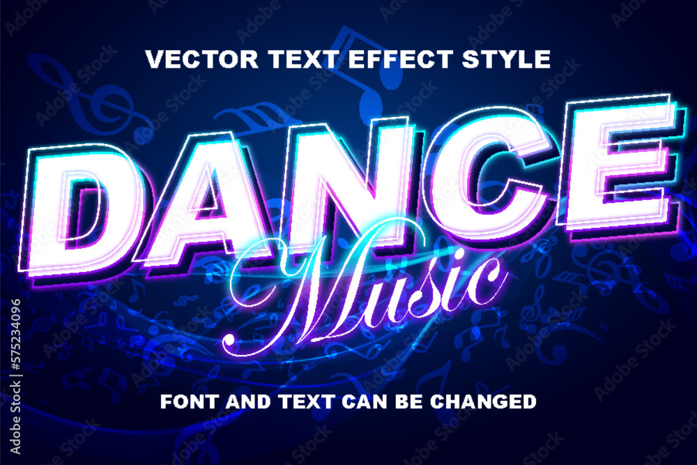 dance music disco party typography 3d editable text effect font style