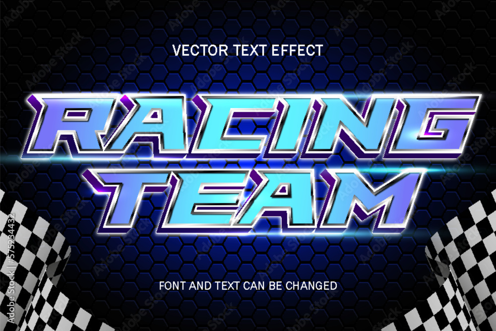 racing team car race font typography 3d editable text effect font style