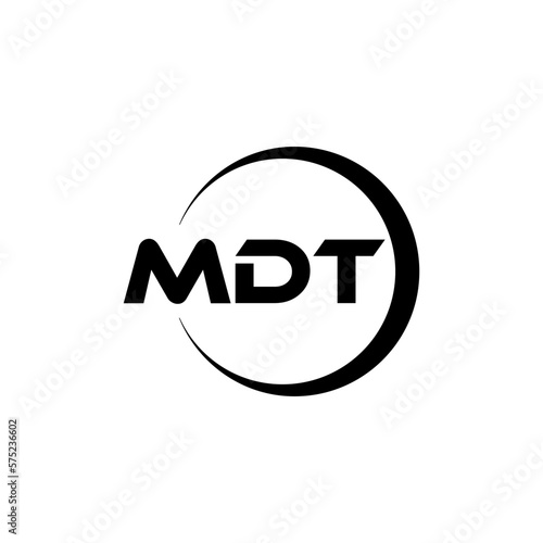 MDT letter logo design with white background in illustrator, cube logo, vector logo, modern alphabet font overlap style. calligraphy designs for logo, Poster, Invitation, etc. photo