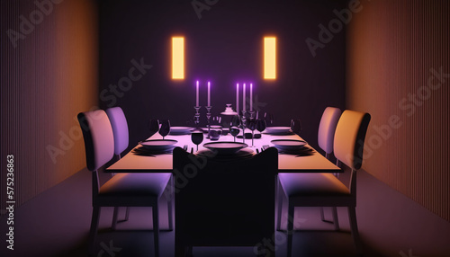 dinner party at restaurant with candles calm vibe generative ai