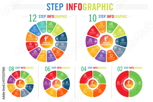 Circle chart infographic template with 2 options for presentations, advertising, layouts, annual reports