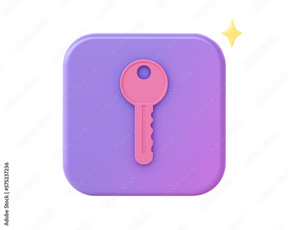 3d render of purple lock key icon for UI UX web mobile apps social media ads designs 3d render of purple lock key icon for UI UX web mobile apps social media ads designs