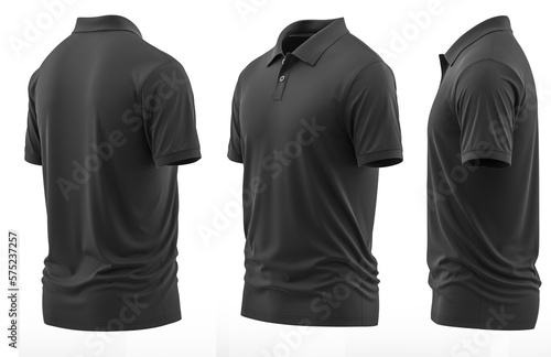 Canvastavla Polo shirt Short-Sleeve rib collar and cuff ( Realistic 3d renders )  Black