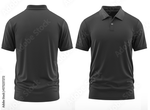 Polo shirt Short-Sleeve rib collar and cuff ( Realistic 3d renders ) Black