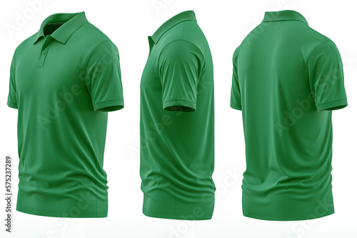 Polo shirt Short-Sleeve rib collar and cuff ( Realistic 3d renders ) Green