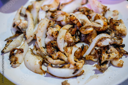 The grilled squid in the dish was delicious.